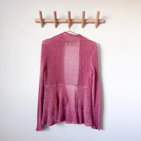 Eileen Fisher Airy Linen Grain Rib Cardigan - Picture 6 of 8